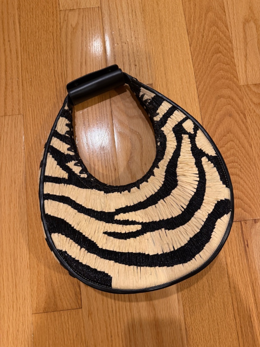 STAUD Moon Zebra Raffia Shoulder Bag - Picture 5 of 11